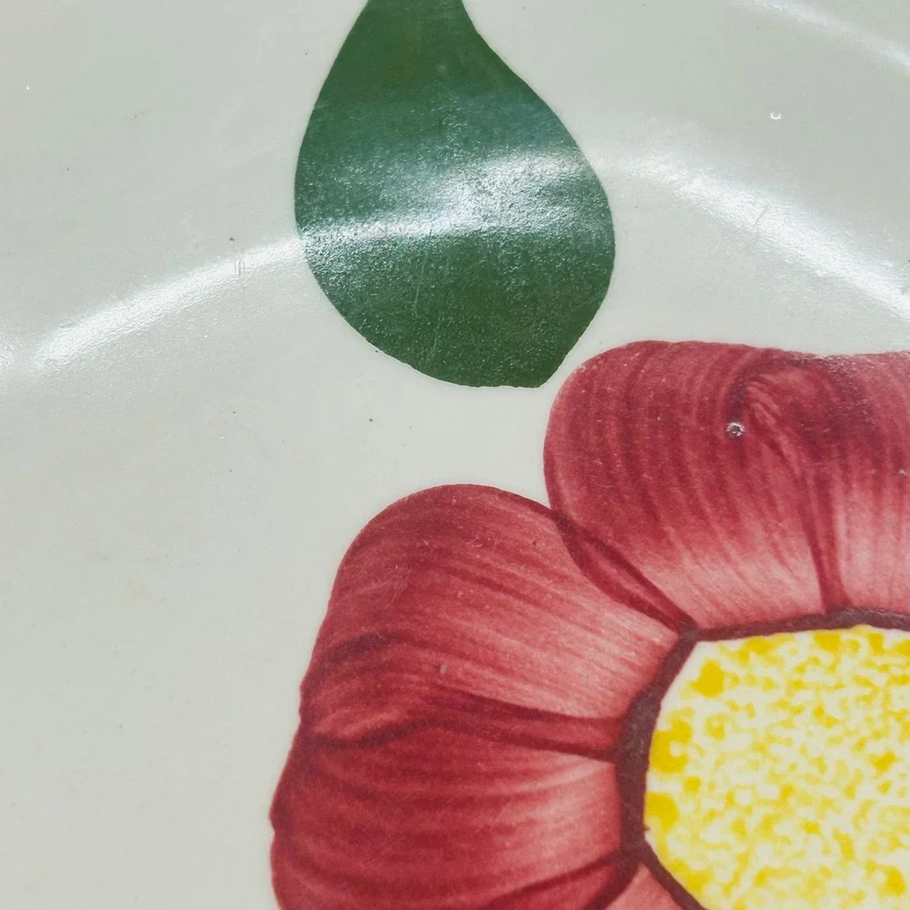 Blue Ridge‎ Southern Potteries Hand Painted Red Floral Luncheon 4 Set Plates USA